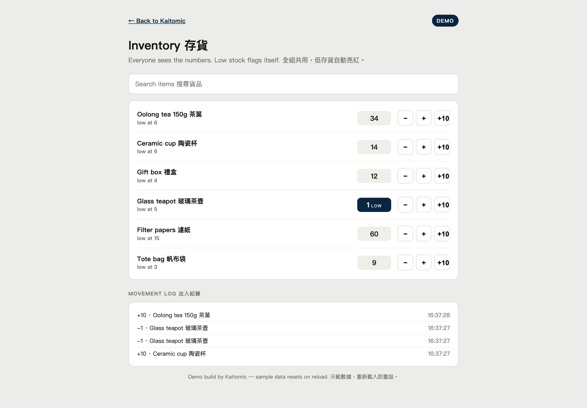 Shared inventory